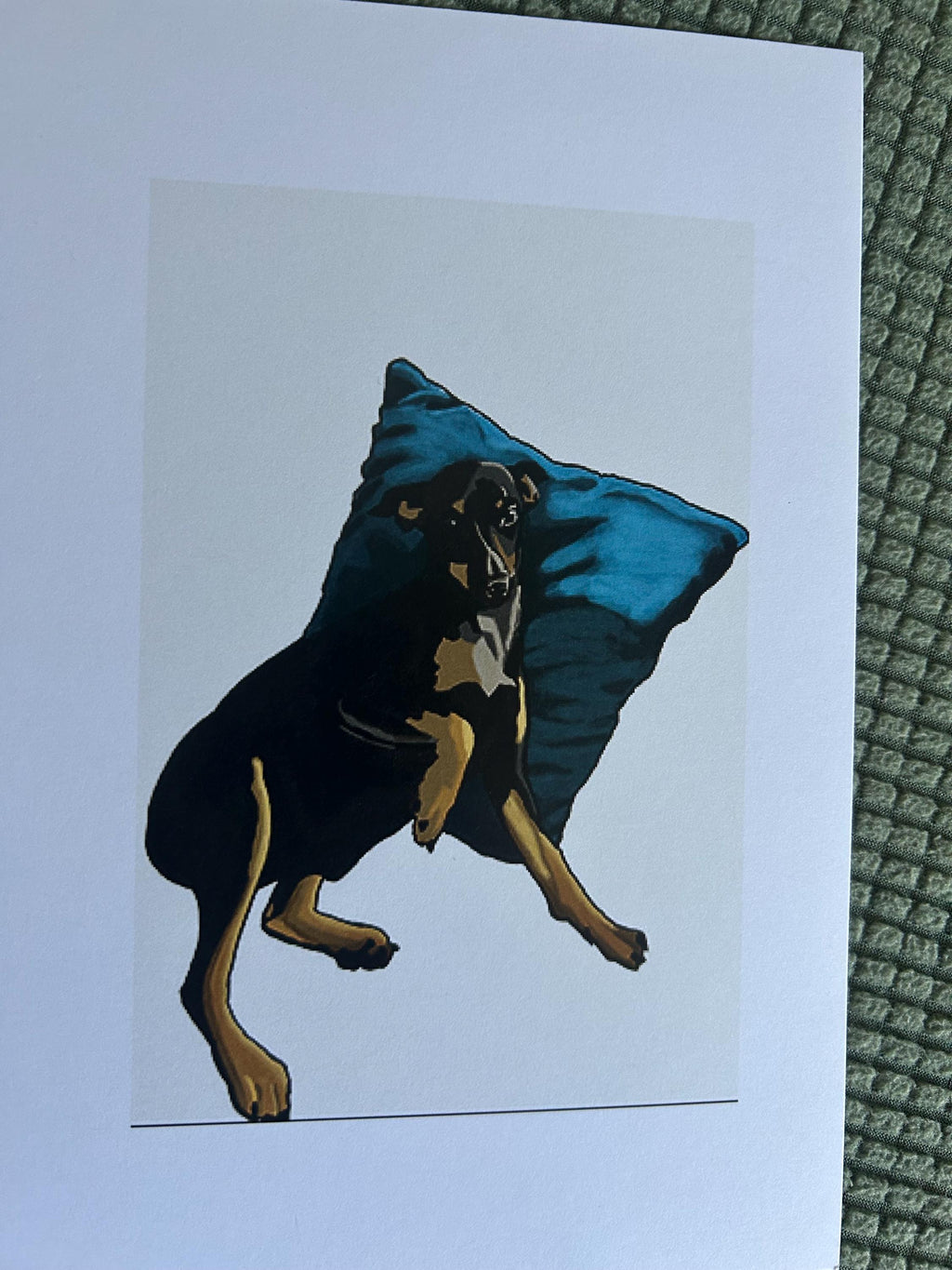 ACEO Print Dog Blue Pillow