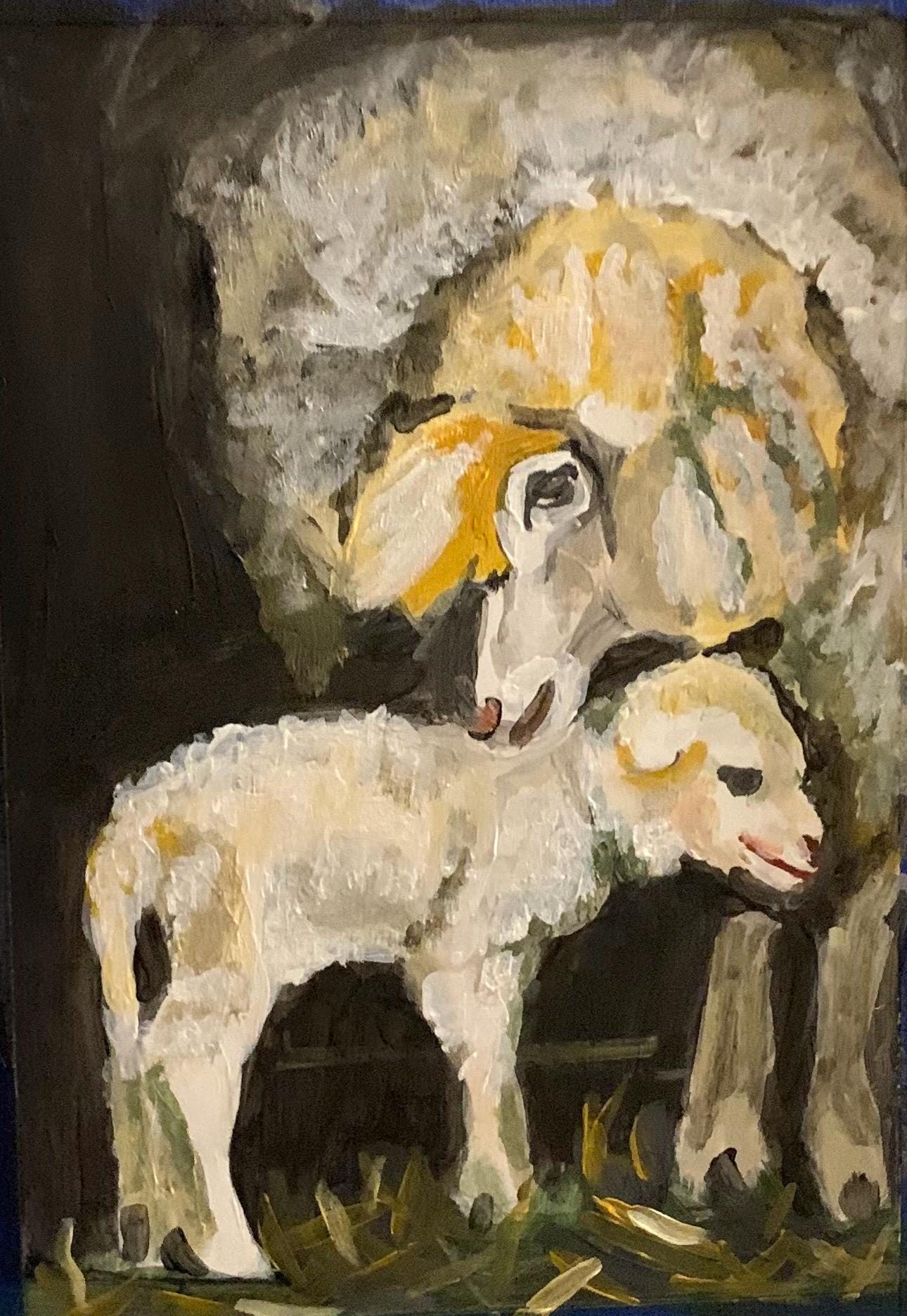 Digital Print Mother and Lamb Wall Art