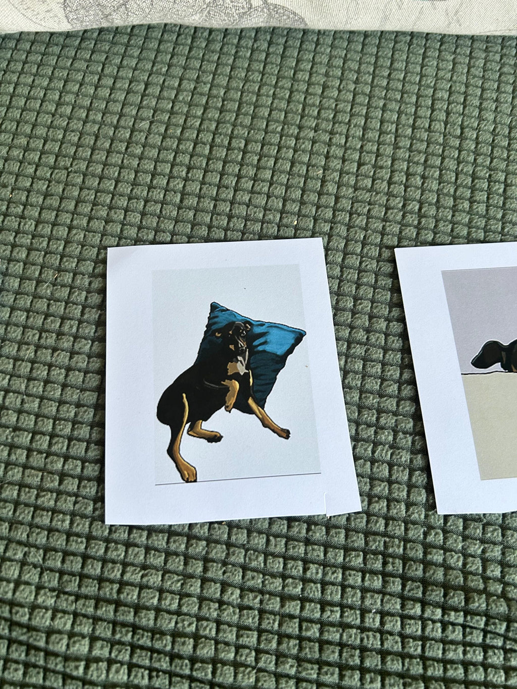 ACEO Print Dog Blue Pillow