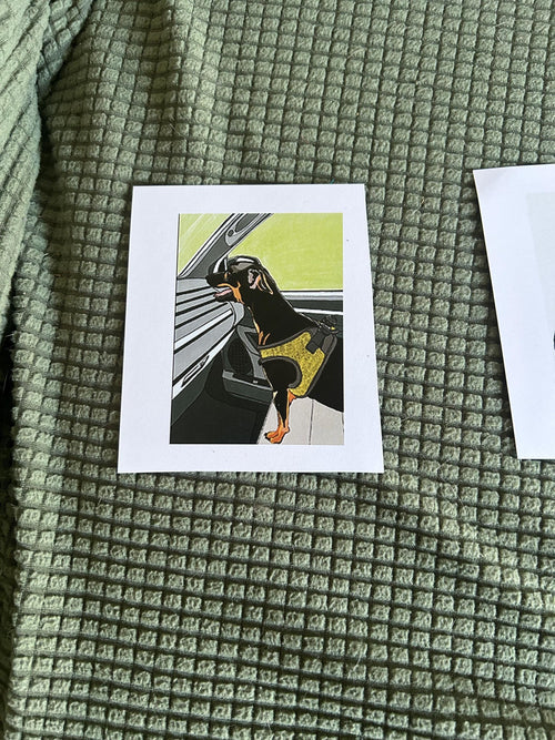 ACEO Print Dog ride