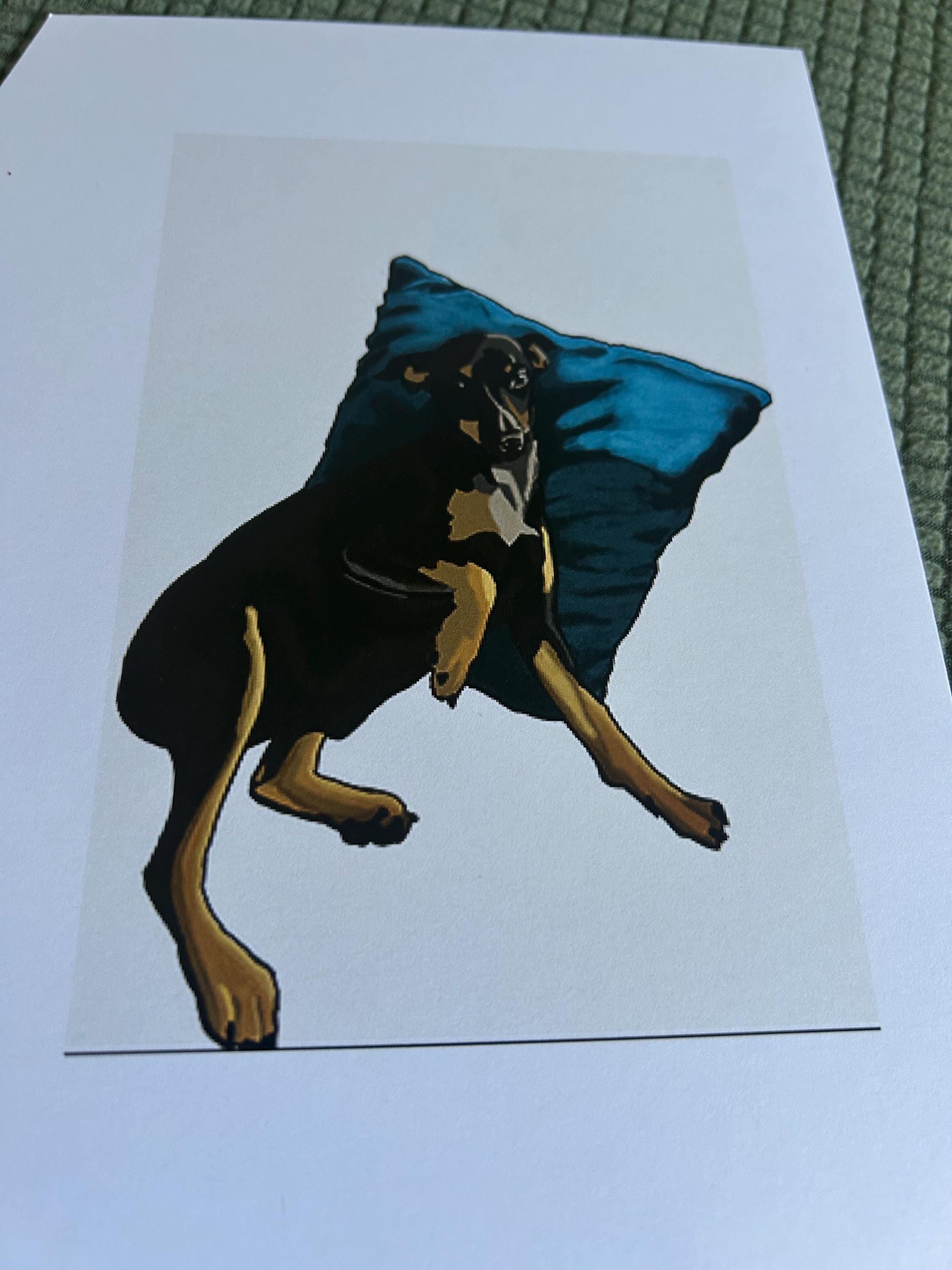 ACEO Print Dog Blue Pillow
